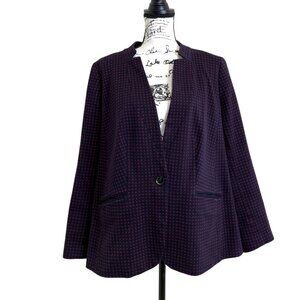 Talbots Women's Blazer Aberdeen Jacket Size 14W Red Navy Blue Polka Dot